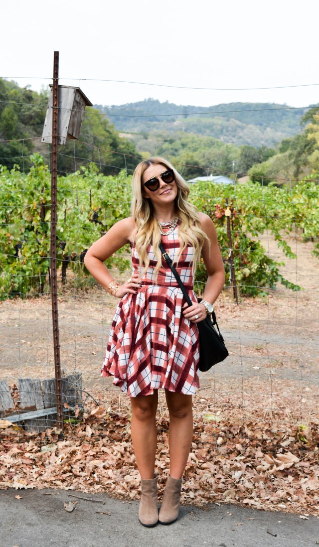 booties, fall fashion, plaid, plaid dress